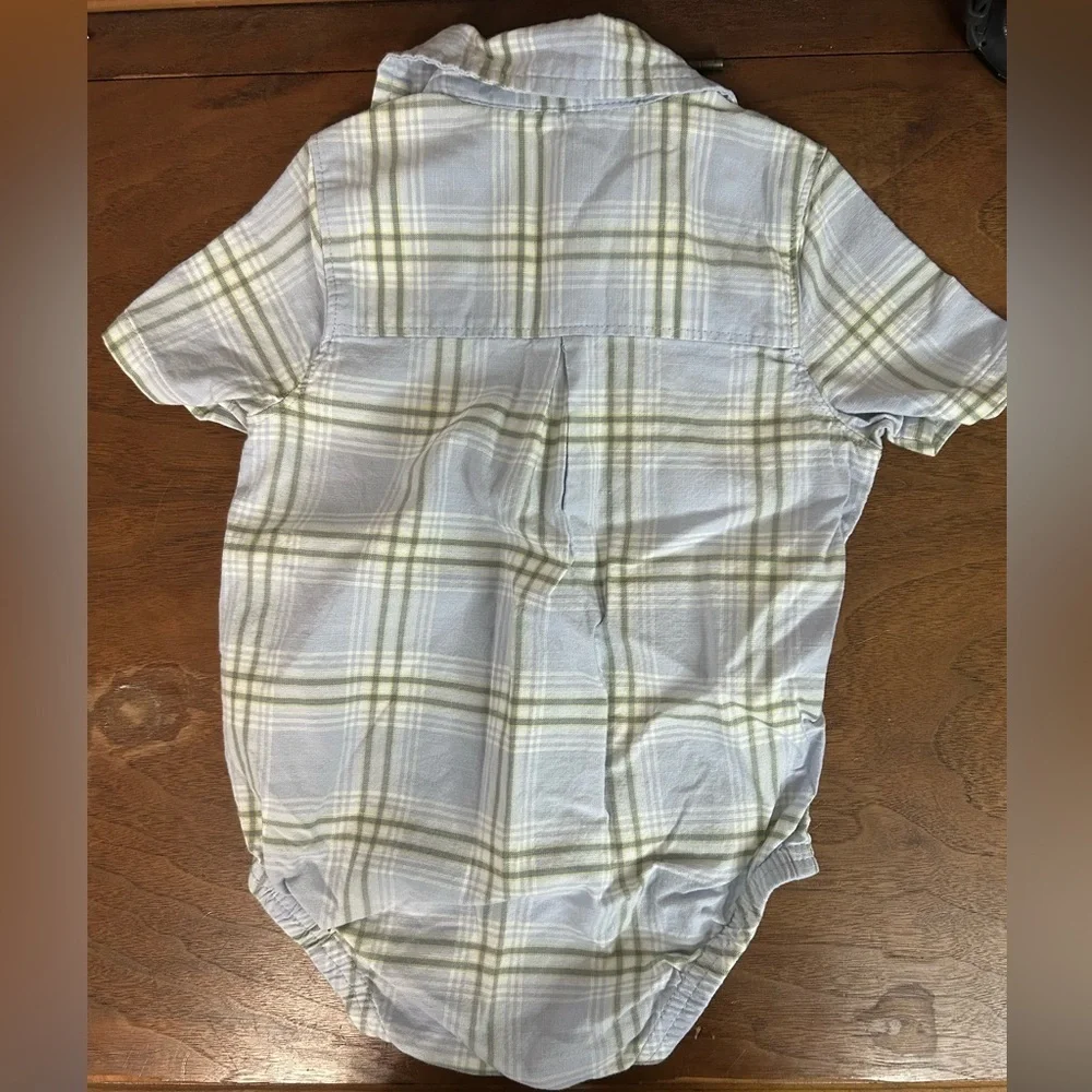 Baby B’gosh Plaid Short Sleeve Bodysuit, Size 12M